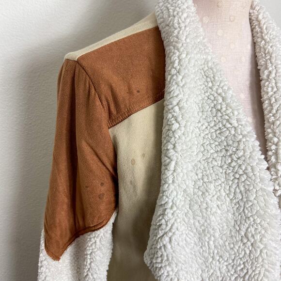 Wrangler Retro Faux Suede Shearling Jacket Size‎ S Beige Brown Sweatshirt Knit - Picture 3 of 8